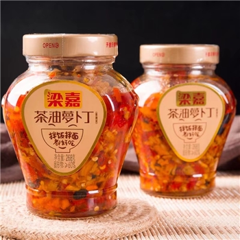 湖南特产梁嘉茶油萝卜丁268g/瓶